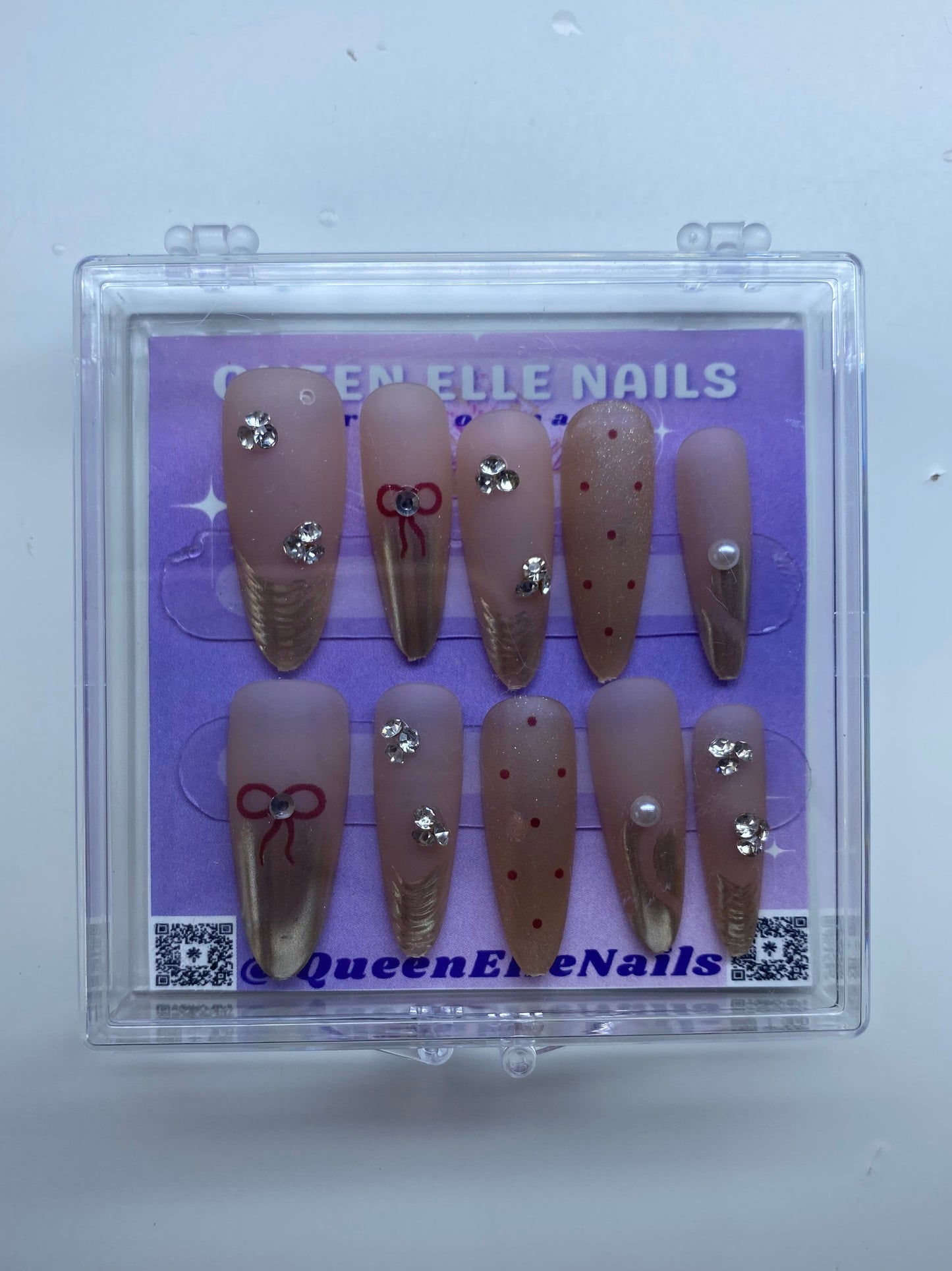 Gold Ribbons Press-On Nails (M)