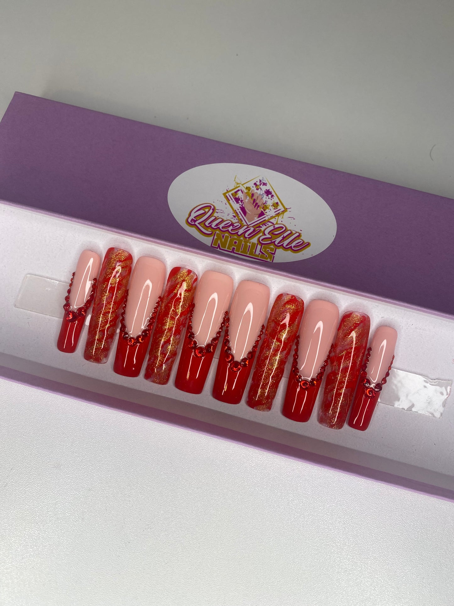 Red & Gold Marble French - Large Set