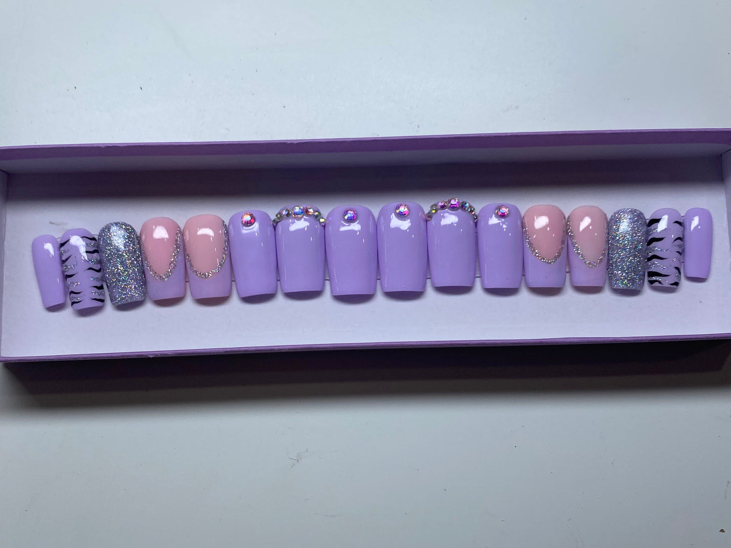 Zebra Lavender Custom Press-Ons - M/L