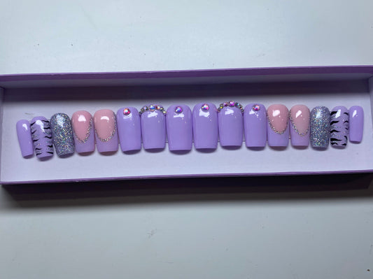 Zebra Lavender Custom Press-Ons - M/L