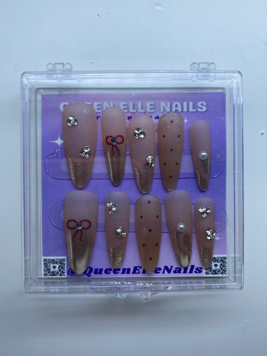 Gold Ribbons Press-On Nails (M)
