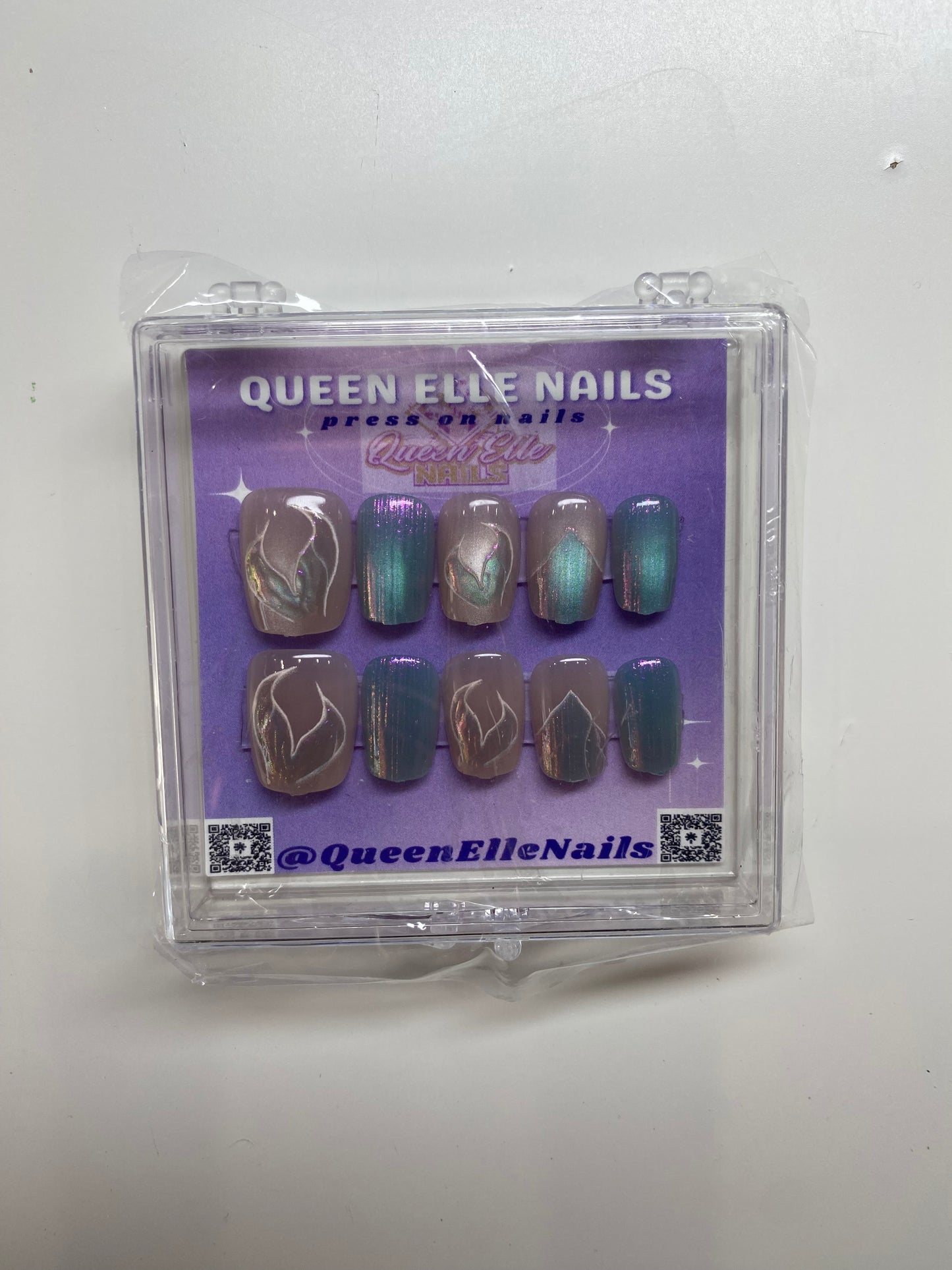 Short Teal Nude Press-On Nails (M)