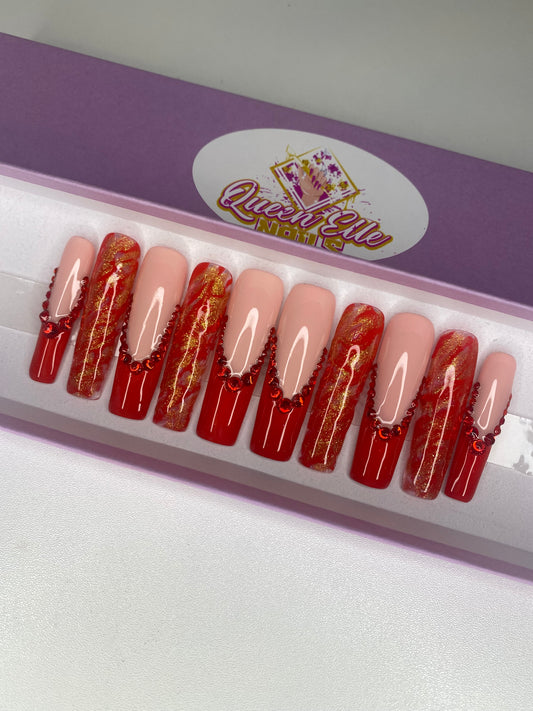 Red & Gold Marble French - Large Set