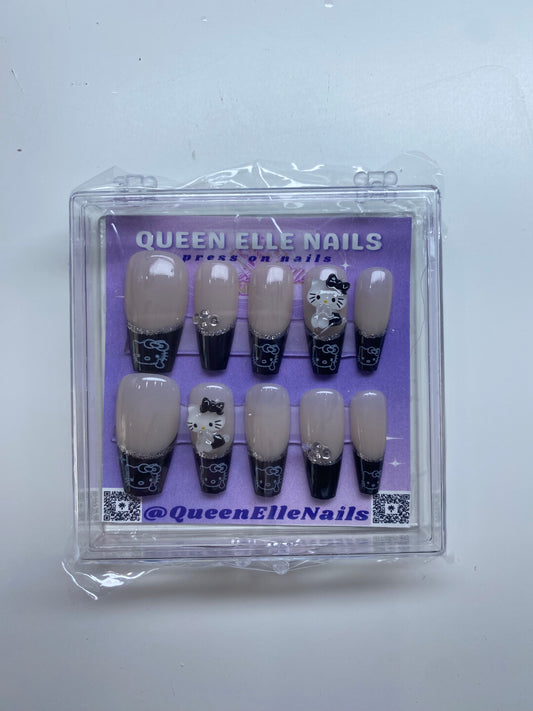 Black Hello Kitty Press-Ons (M)